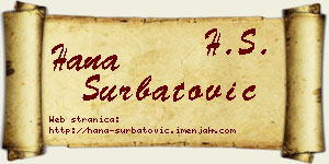 Hana Šurbatović vizit kartica
